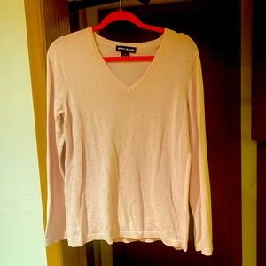 DKNY pink sparkle v neck sweater